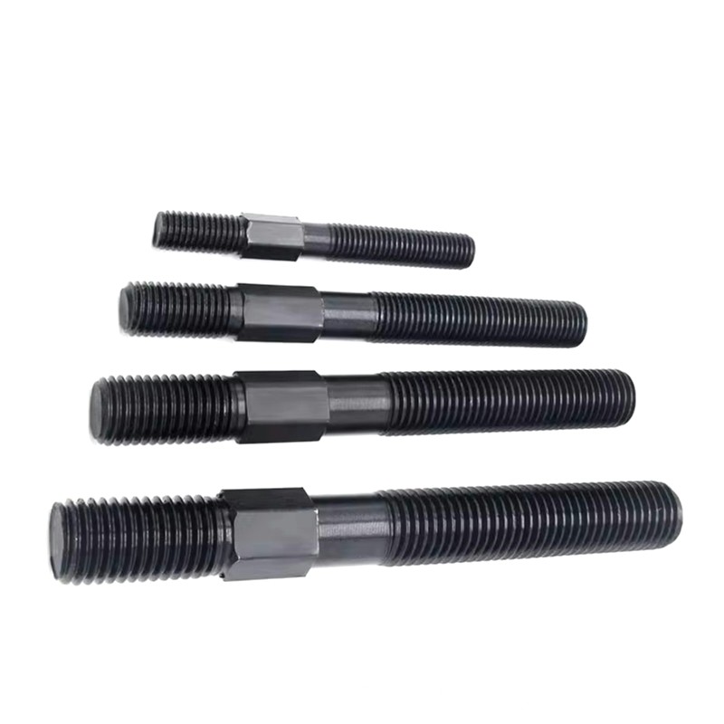 Carbon Steel Equal Threaded Double Ended Hex Stud Screw with Shoulder（Black ）